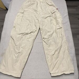 Vintage B.U.M. Equipment Cargo Pants Mens Large Beige Nylon Baggy Skate Y2K Read